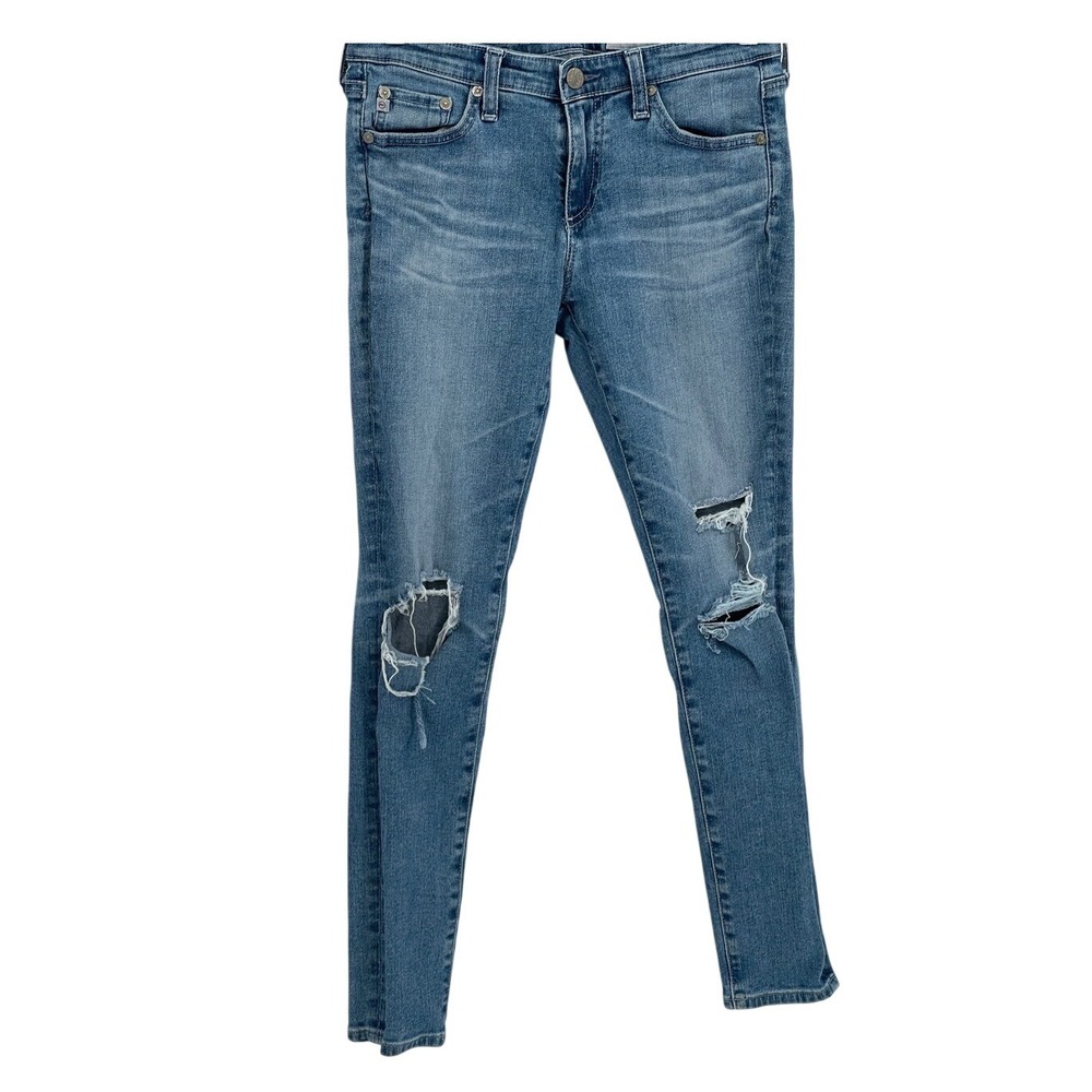 AG Adriano Goldschmied Jeans Skinny The Legging Ankle Women's 27 Blue Distressed